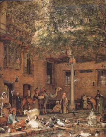 John Frederick Lewis The Hosh (Courtyard) of the House of the Coptic Patriarch Cairo (mk32) Germany oil painting art
